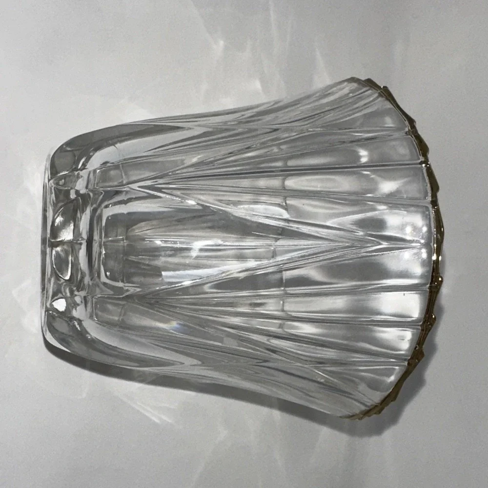 Vintage Cut Crystal Bowl Gold 4